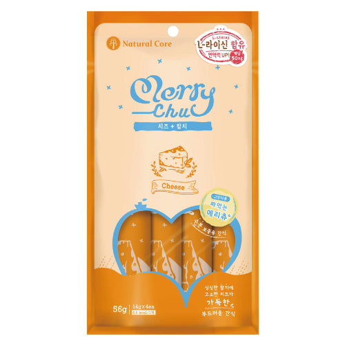 韓國 NATURAL CORE |Merrychu離胺酸貓肉泥條-起司+鮪魚 14gx4入