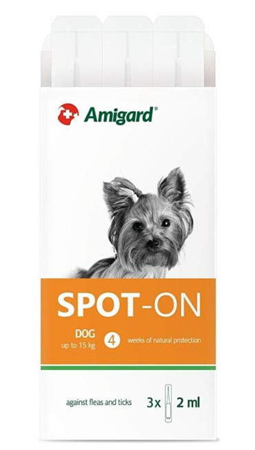 Amigard 安格 犬用 天然防蝨滴 - 15kg以下 3x2ml