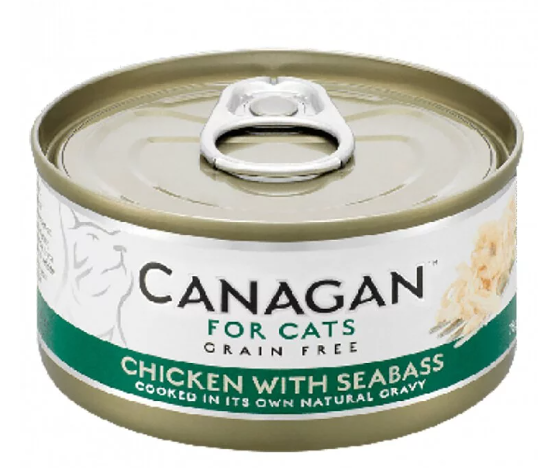 Canagan 原之選 –  Chicken with Seabass 無穀物雞肉+鱸魚貓罐頭 75g