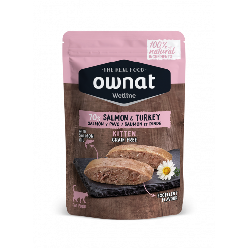 OWNAT Wetline 無穀物主食濕包 Salmon & Turkey 三文魚+放牧火雞 Kitten 幼貓 85g