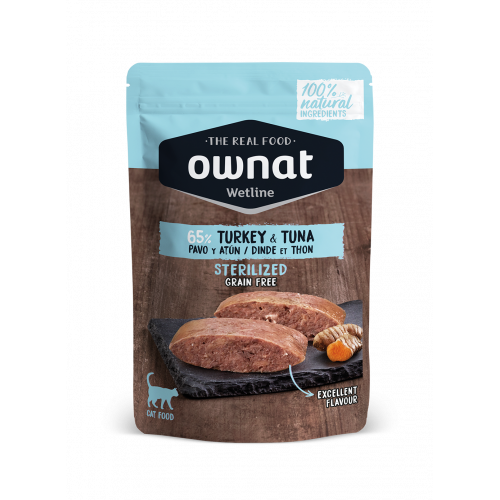 OWNAT Wetline 無穀物主食濕包  Turkey & Tuna 放牧火雞+吞拿魚 Sterilized 絕育 85g